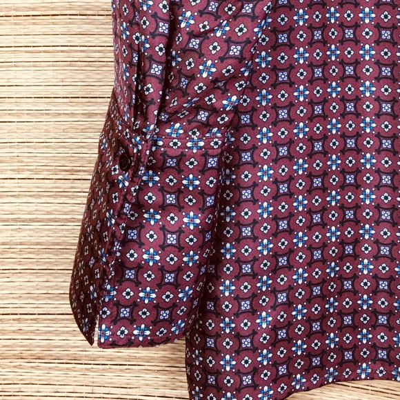 SANDRO Thia Printed 100% Silk-twill Shirt Blouse In Bordeaux Size 4 - Picture 11 of 16